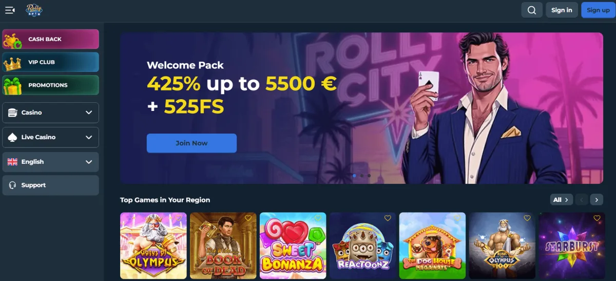 RollySpin homepage depot visa casino