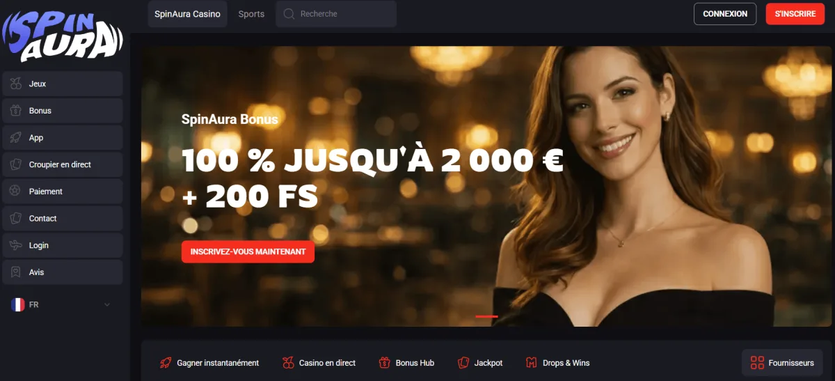SpinAura homepage retrait visa casino